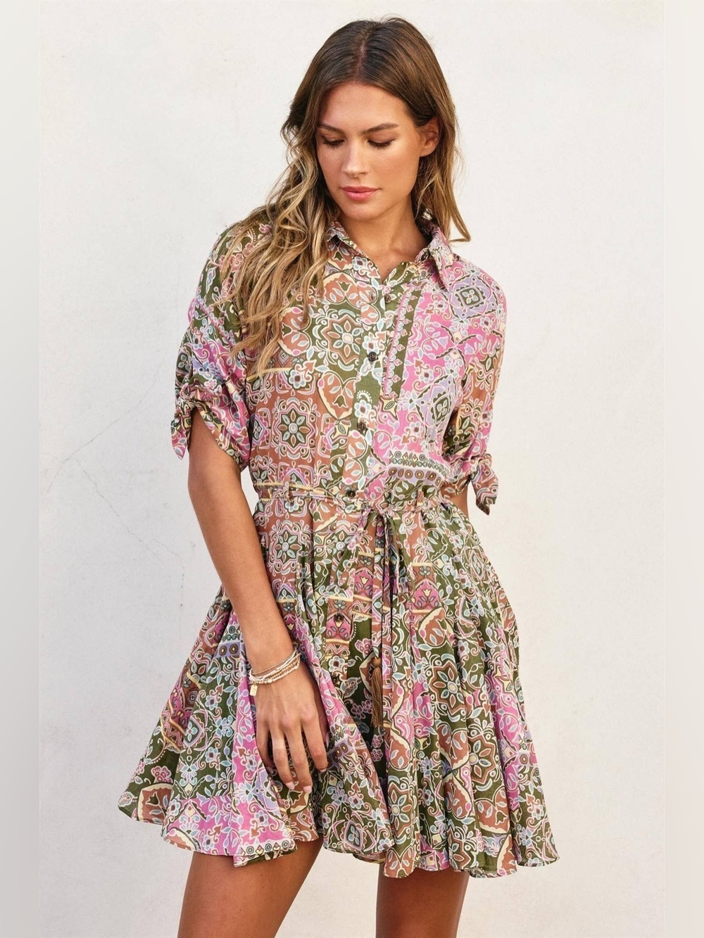 Dress Forum Paisley Patchwork Button Up Mini Dress Large